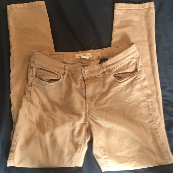 H&M LOGG Beige Tan Khaki Stretchy Straight Leg Jeans Sz 10 - Picture 1 of 6